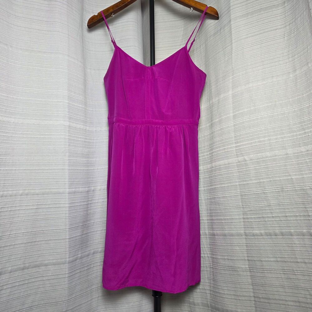 Madewell Silk Cami Mini Dress 4 Magenta Pockets Barbiecore Mini Y2K Slip Vibrant
